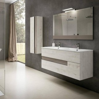 Meuble de salle de bain suspendu double vasque VISION 2 tiroirs